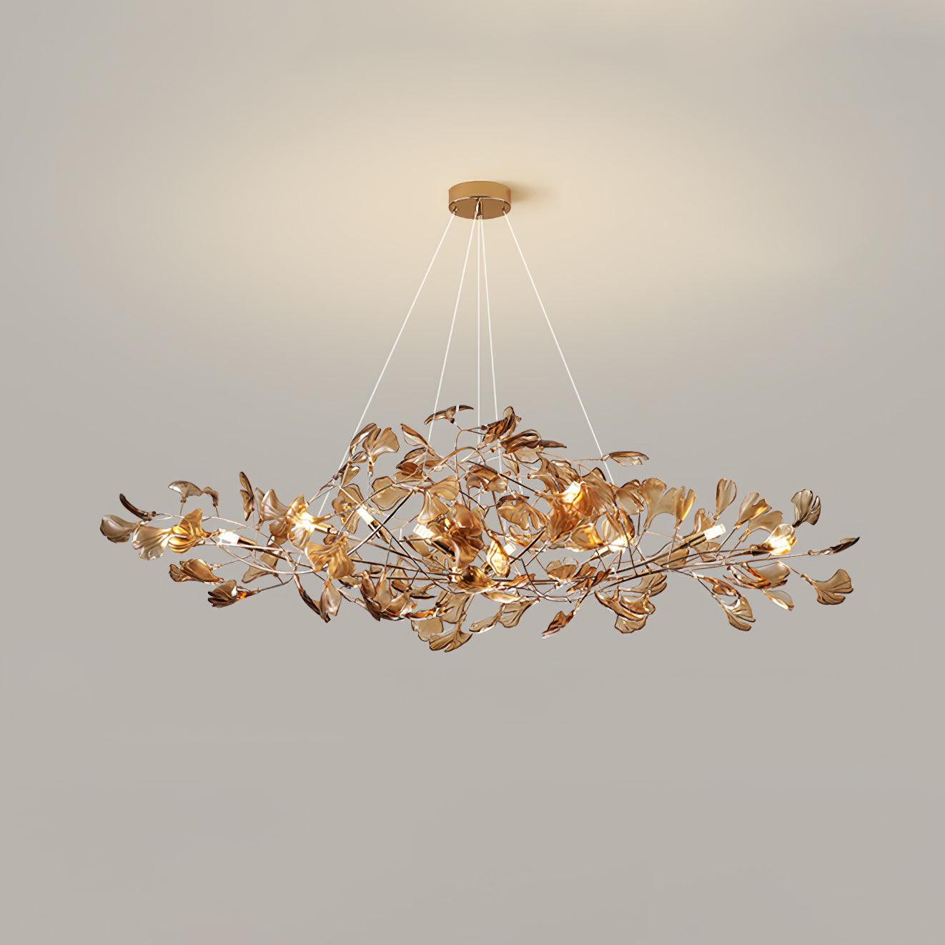 Acrylic Ginkgo Leaf Contemporary Metal Chandelier