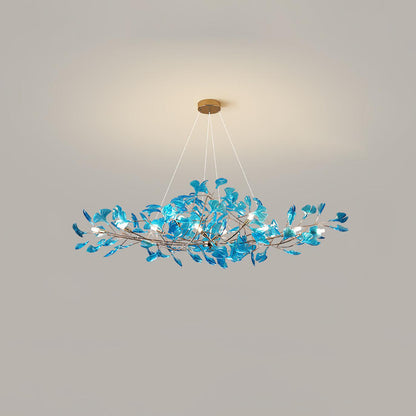 Acrylic Ginkgo Leaf Contemporary Metal Chandelier