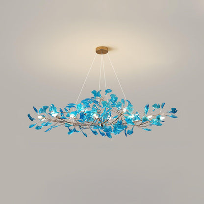 Acrylic Ginkgo Leaf Contemporary Metal Chandelier