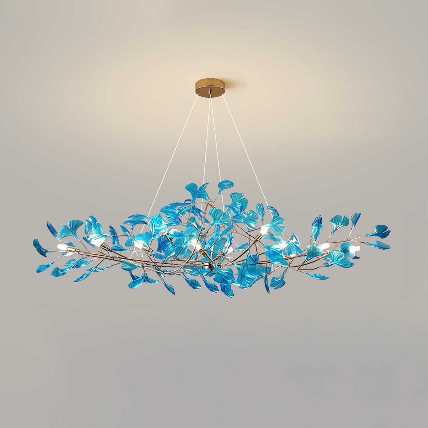 Acrylic Ginkgo Leaf Contemporary Metal Chandelier