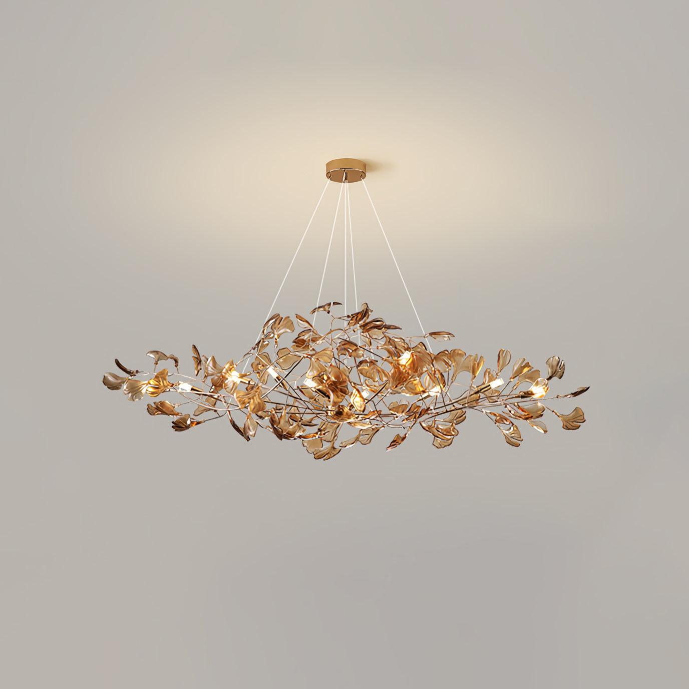 Acrylic Ginkgo Leaf Contemporary Metal Chandelier