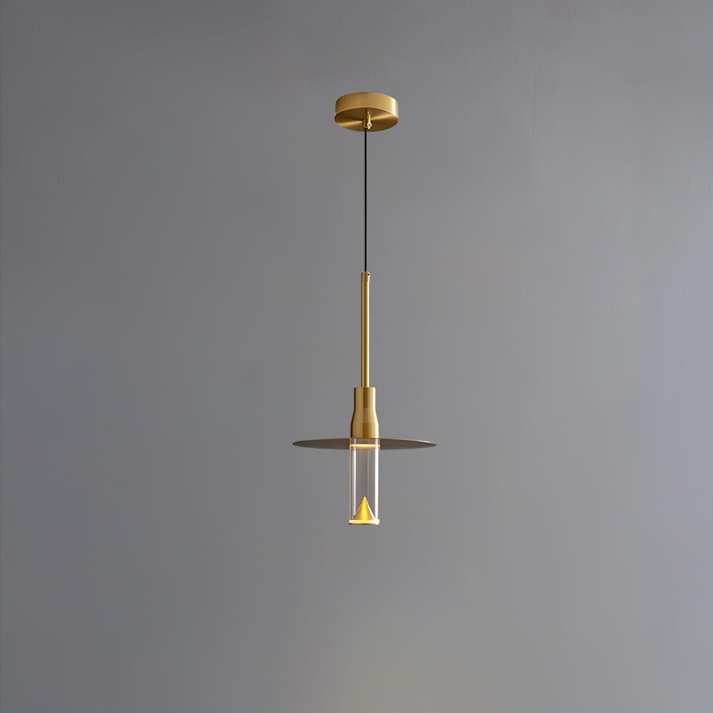 Acrylic Hat Plate Modern Brass Pendant Light