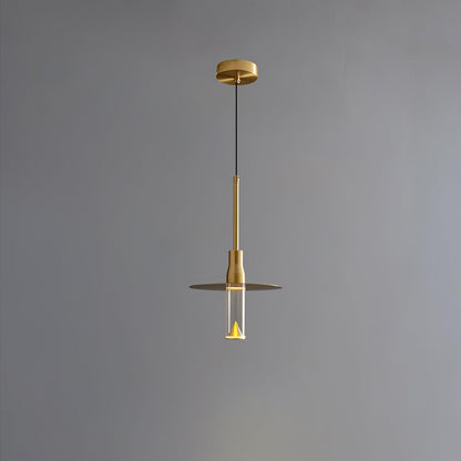 Acrylic Hat Plate Modern Brass Pendant Light