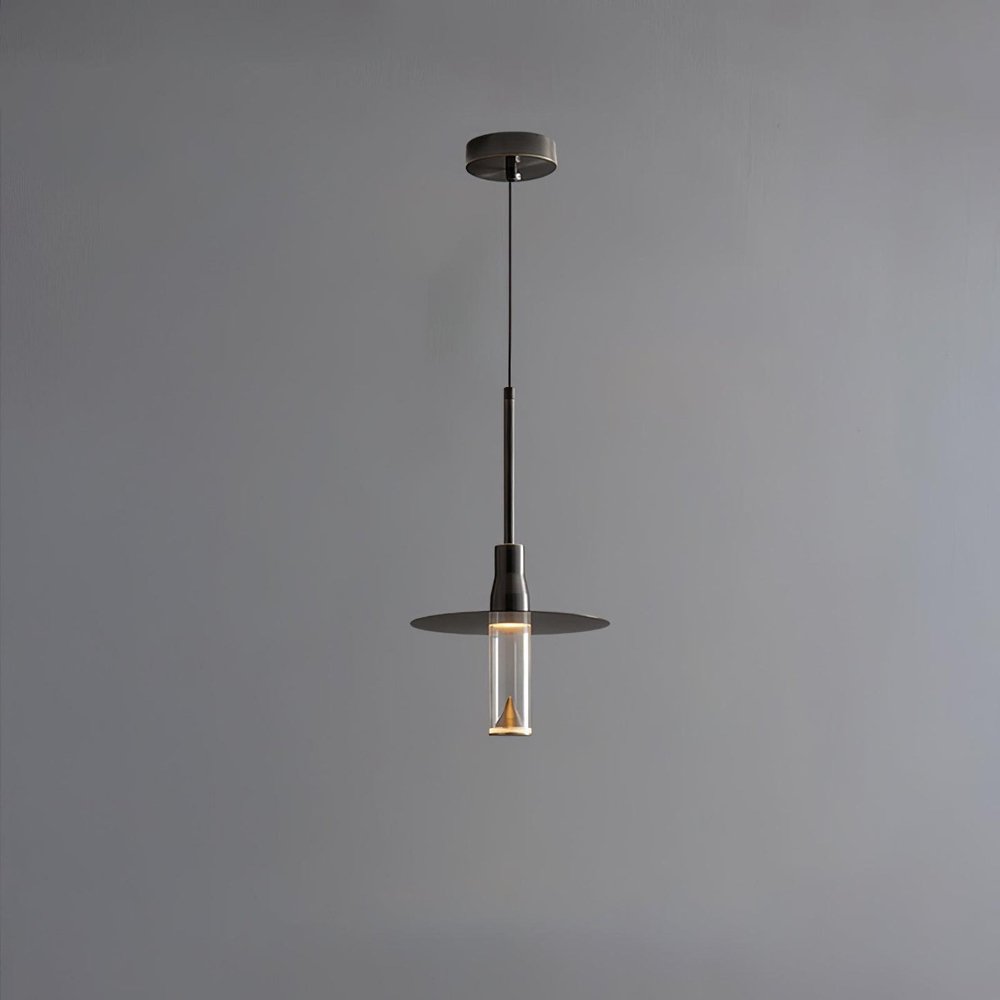 Acrylic Hat Plate Modern Brass Pendant Light