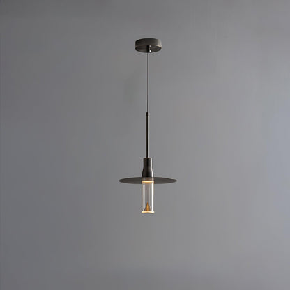 Acrylic Hat Plate Modern Brass Pendant Light