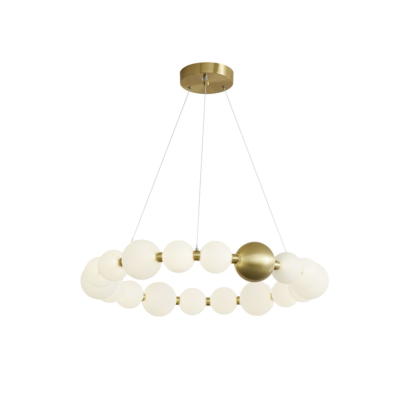 Acrylic Pearls Art Deco Brass Chandelier