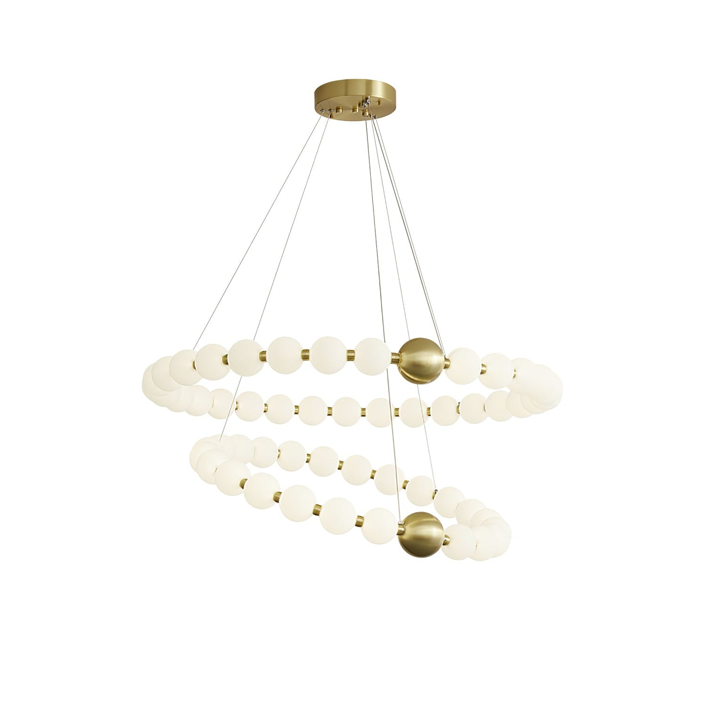 Acrylic Pearls Art Deco Brass Chandelier