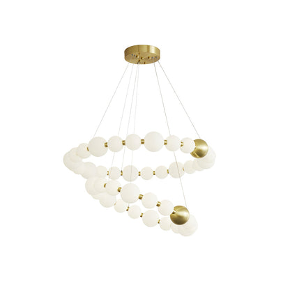 Acrylic Pearls Art Deco Brass Chandelier