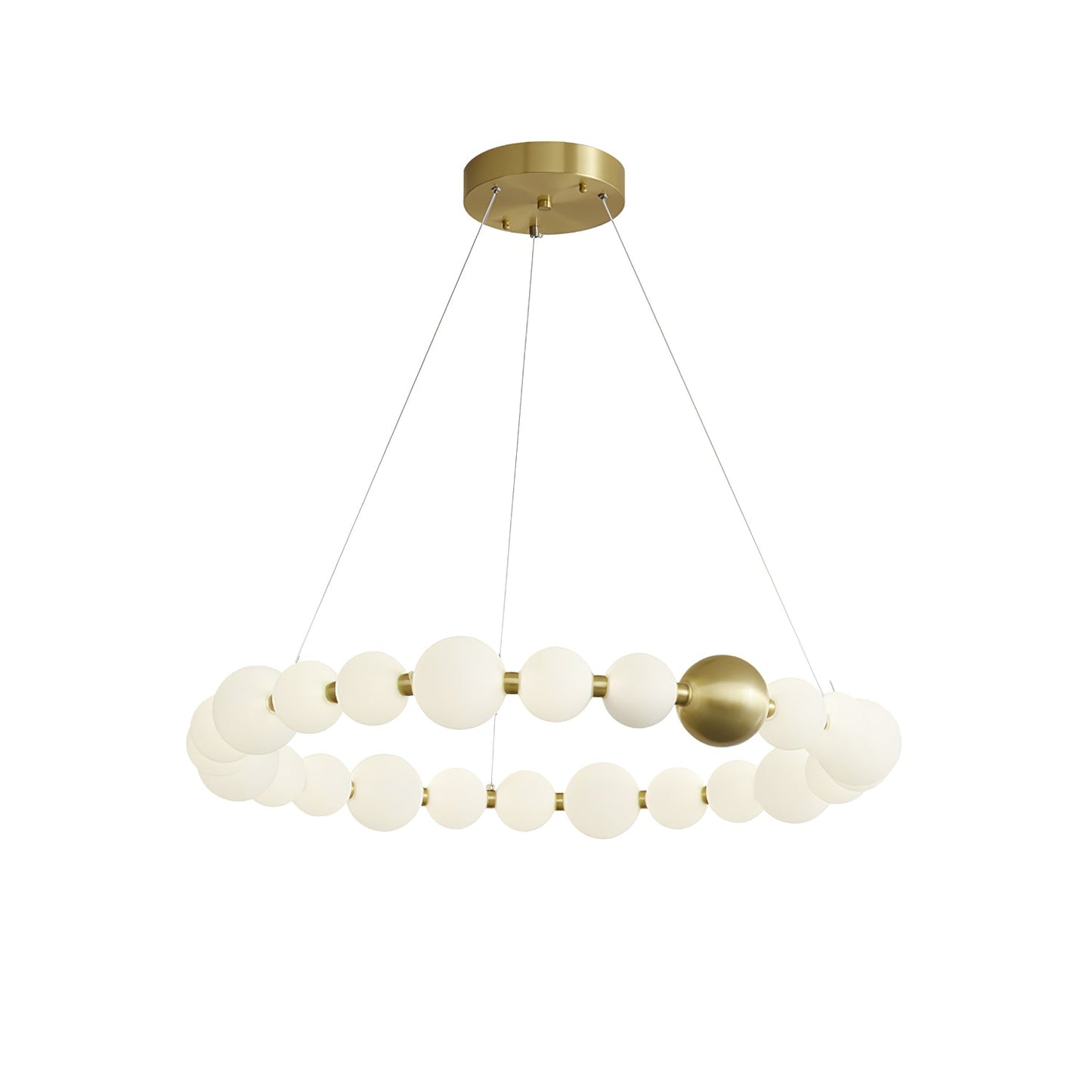 Acrylic Pearls Art Deco Brass Chandelier