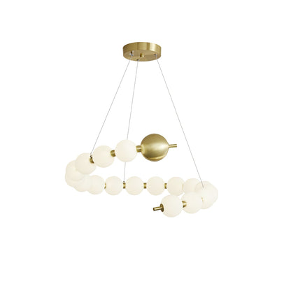 Acrylic Pearls Art Deco Brass Chandelier