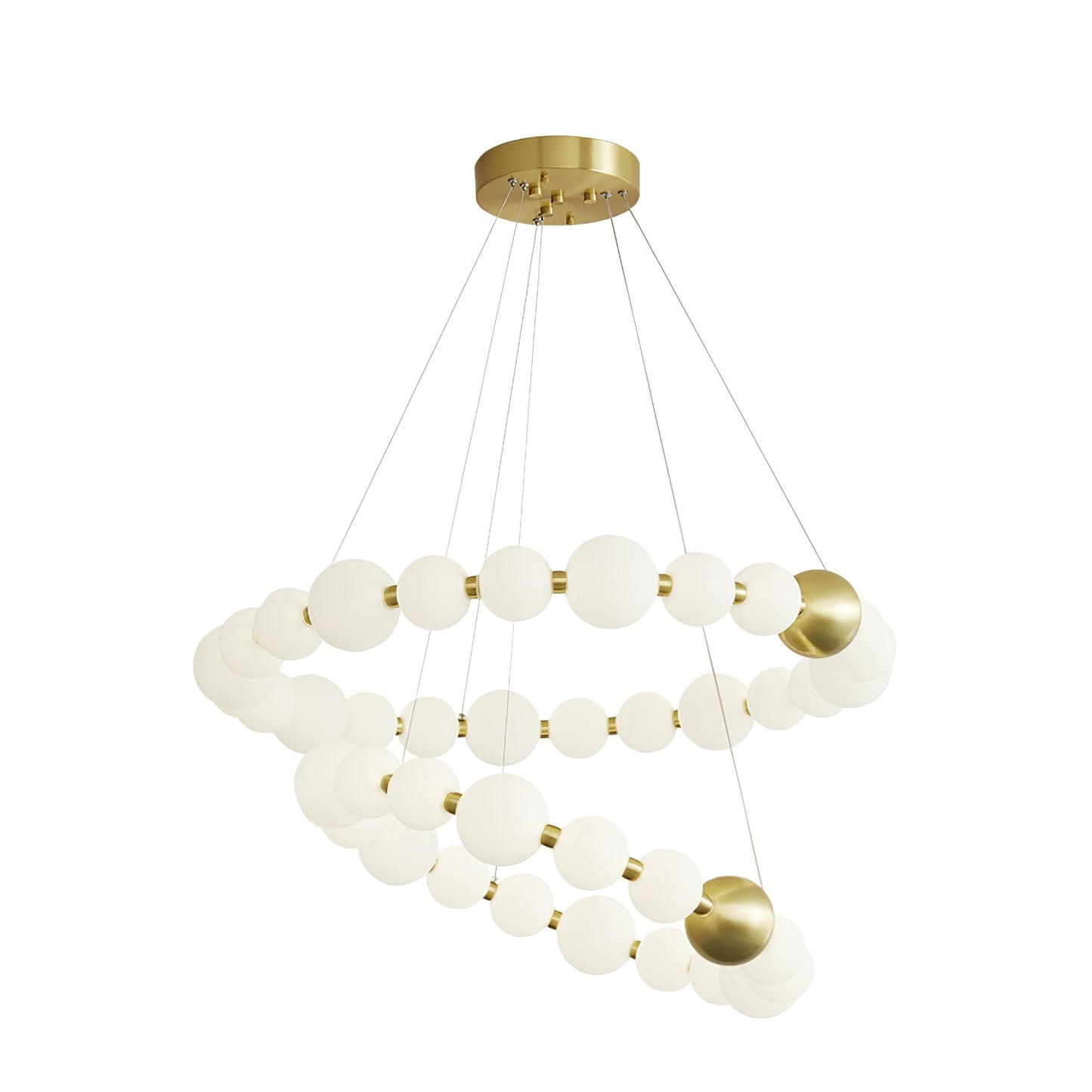 Acrylic Pearls Art Deco Brass Chandelier