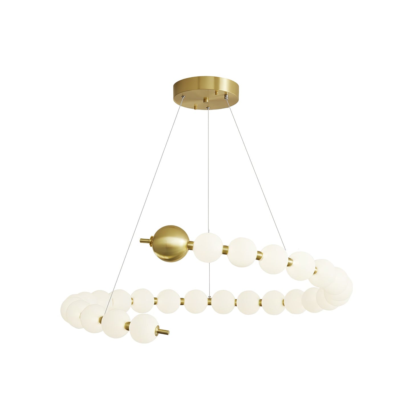 Acrylic Pearls Art Deco Brass Chandelier