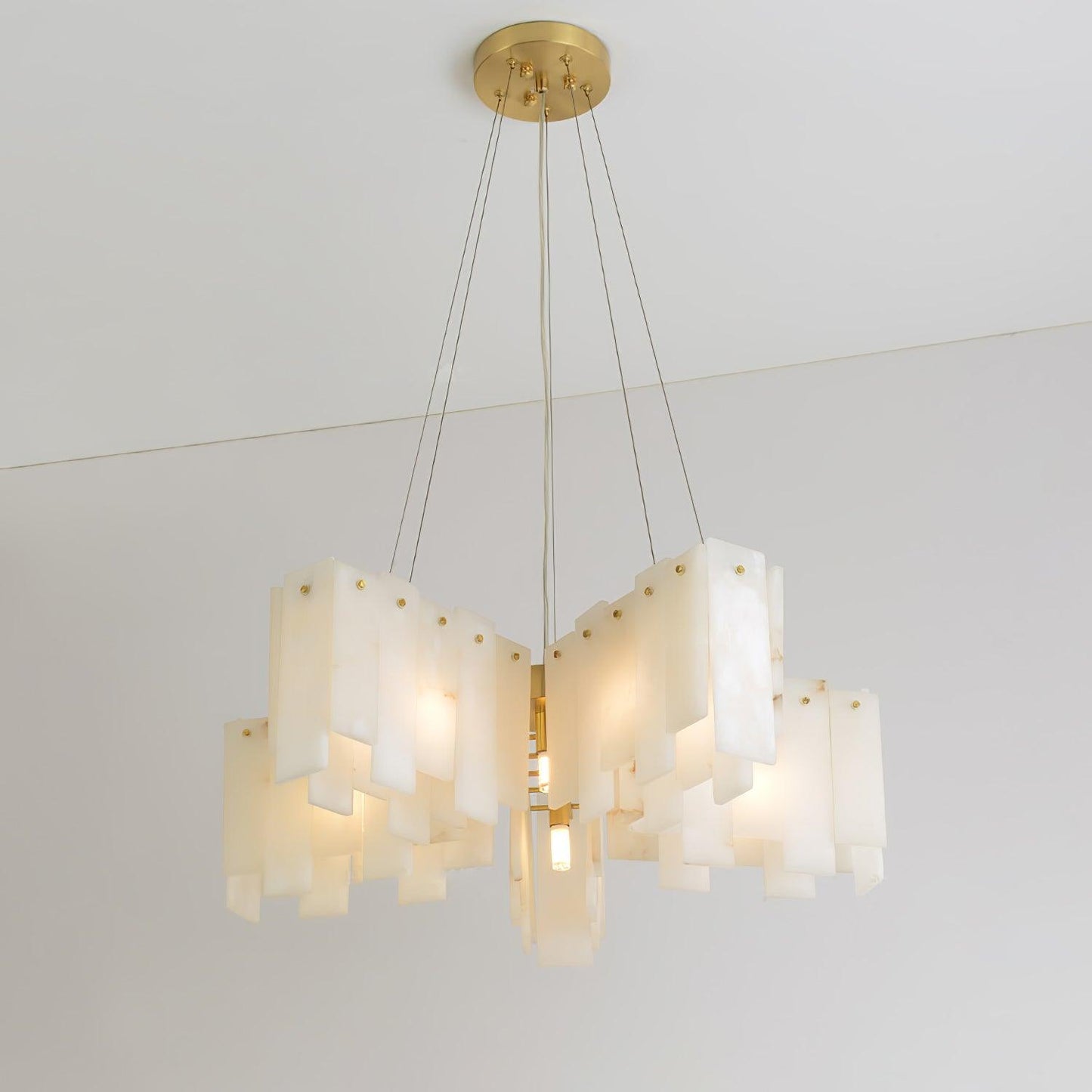 Alabaster Cascade Tiered Luxury Brass Chandelier