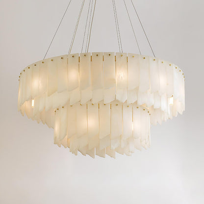 Alabaster Cascade Tiered Luxury Brass Chandelier