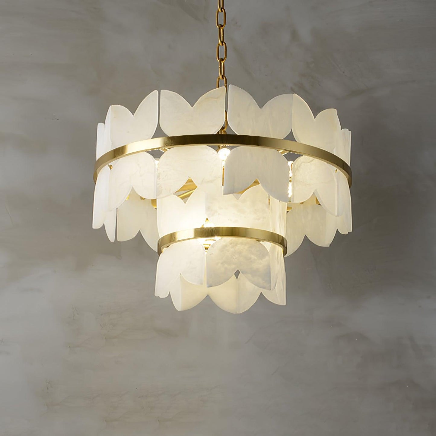 Alabaster Cloudscape Modern Brass Chandelier