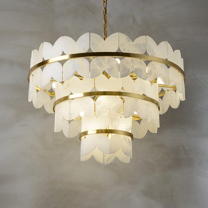 Alabaster Cloudscape Modern Brass Chandelier