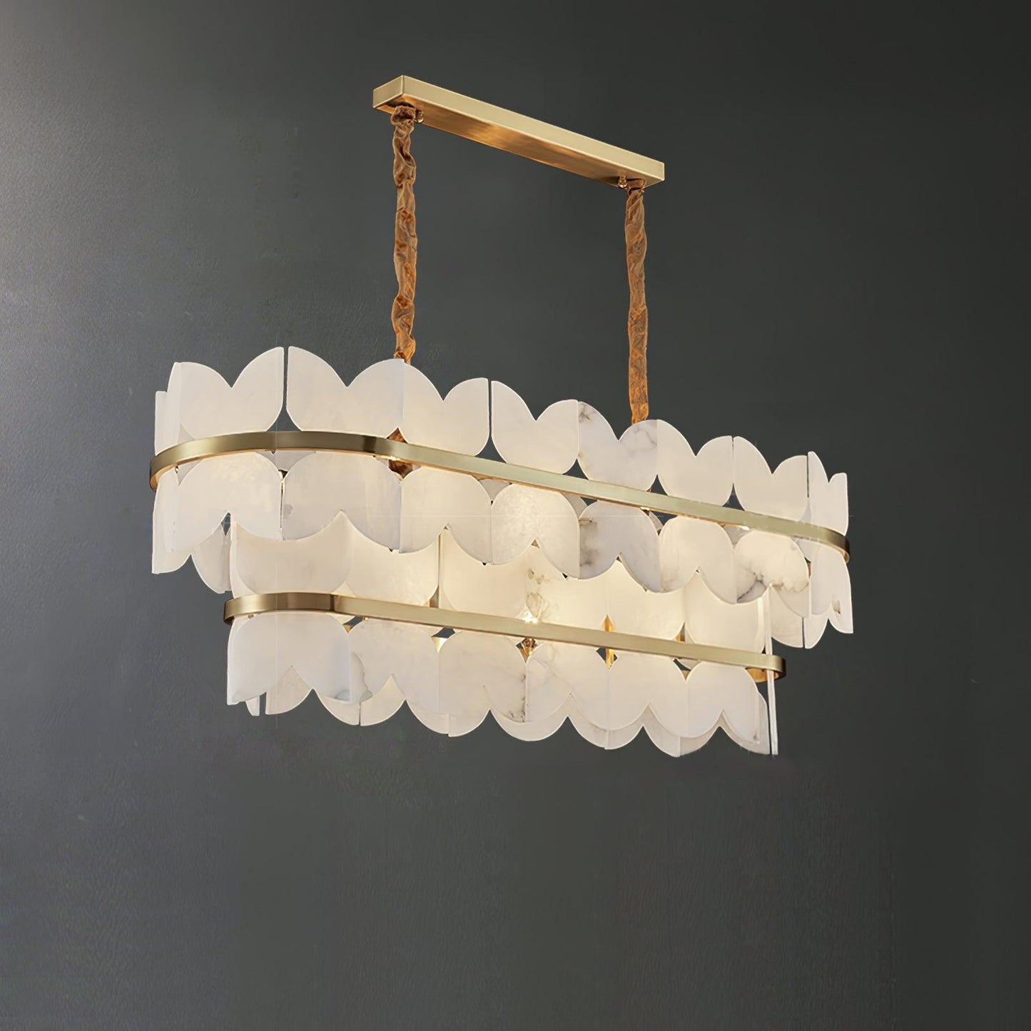 Alabaster Cloudscape Modern Brass Chandelier