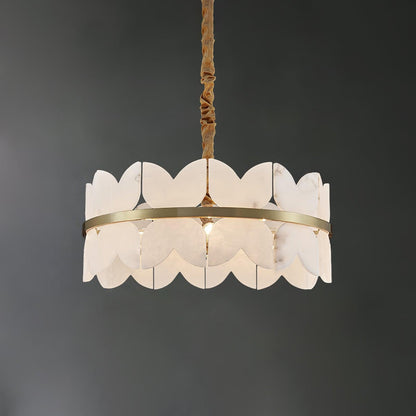 Alabaster Cloudscape Modern Brass Chandelier