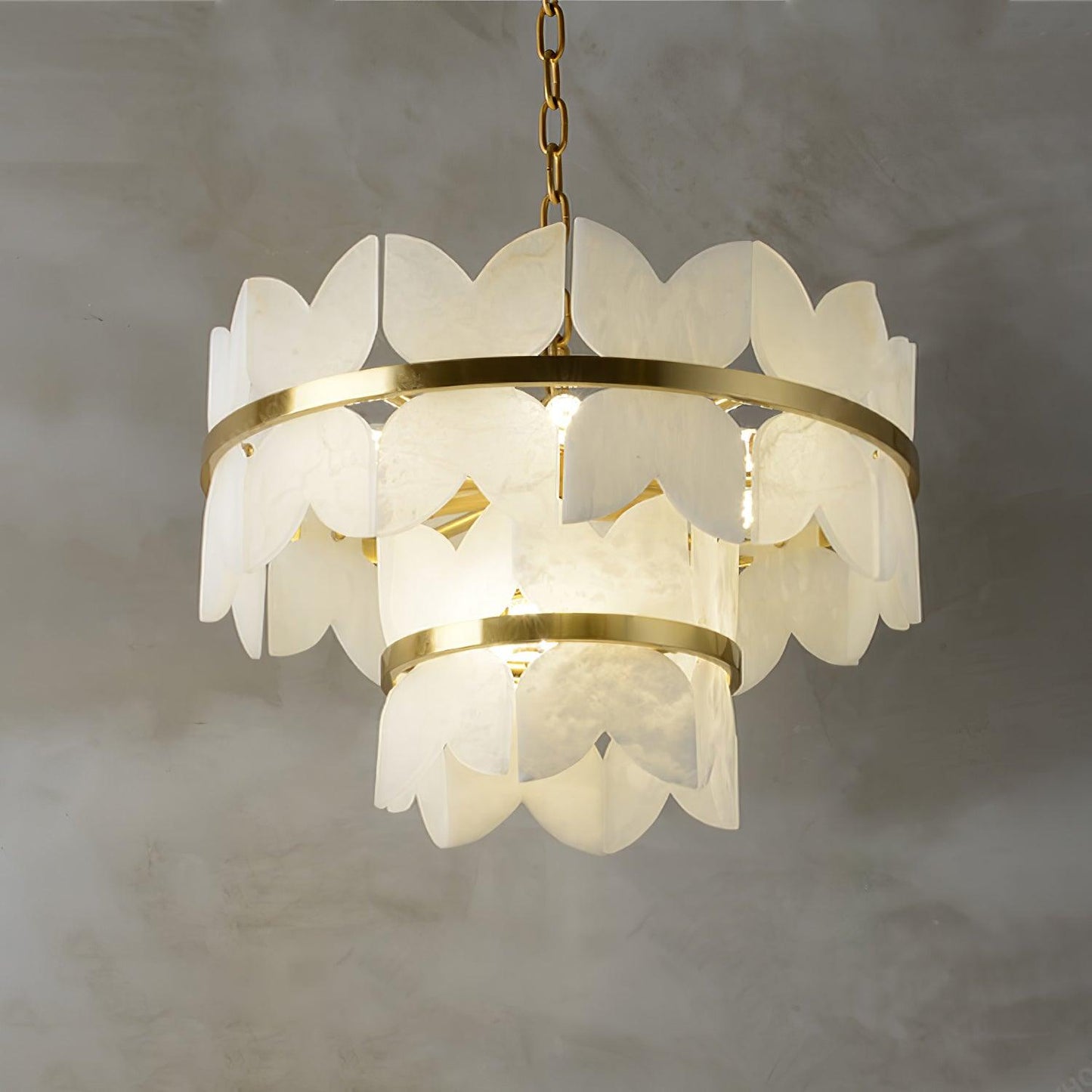 Alabaster Cloudscape Modern Brass Chandelier