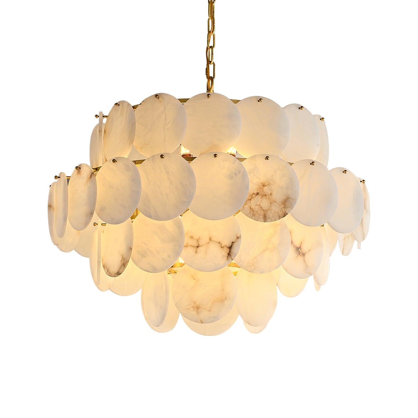 Alabaster Shell Classic Brass Chandelier