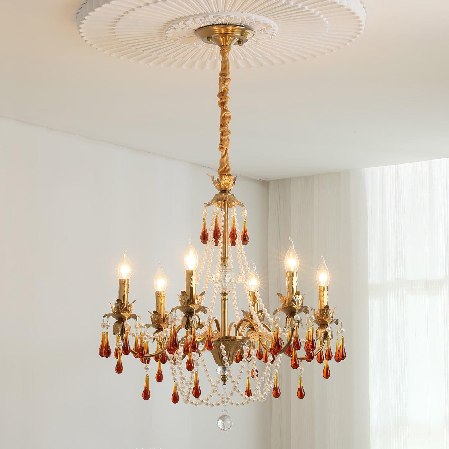 Aureate Amber Eclectic Crystal Chandelier