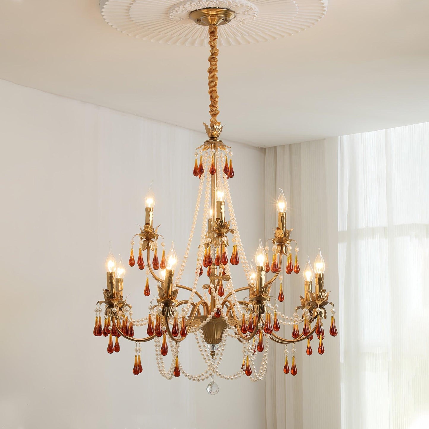 Aureate Amber Eclectic Crystal Chandelier