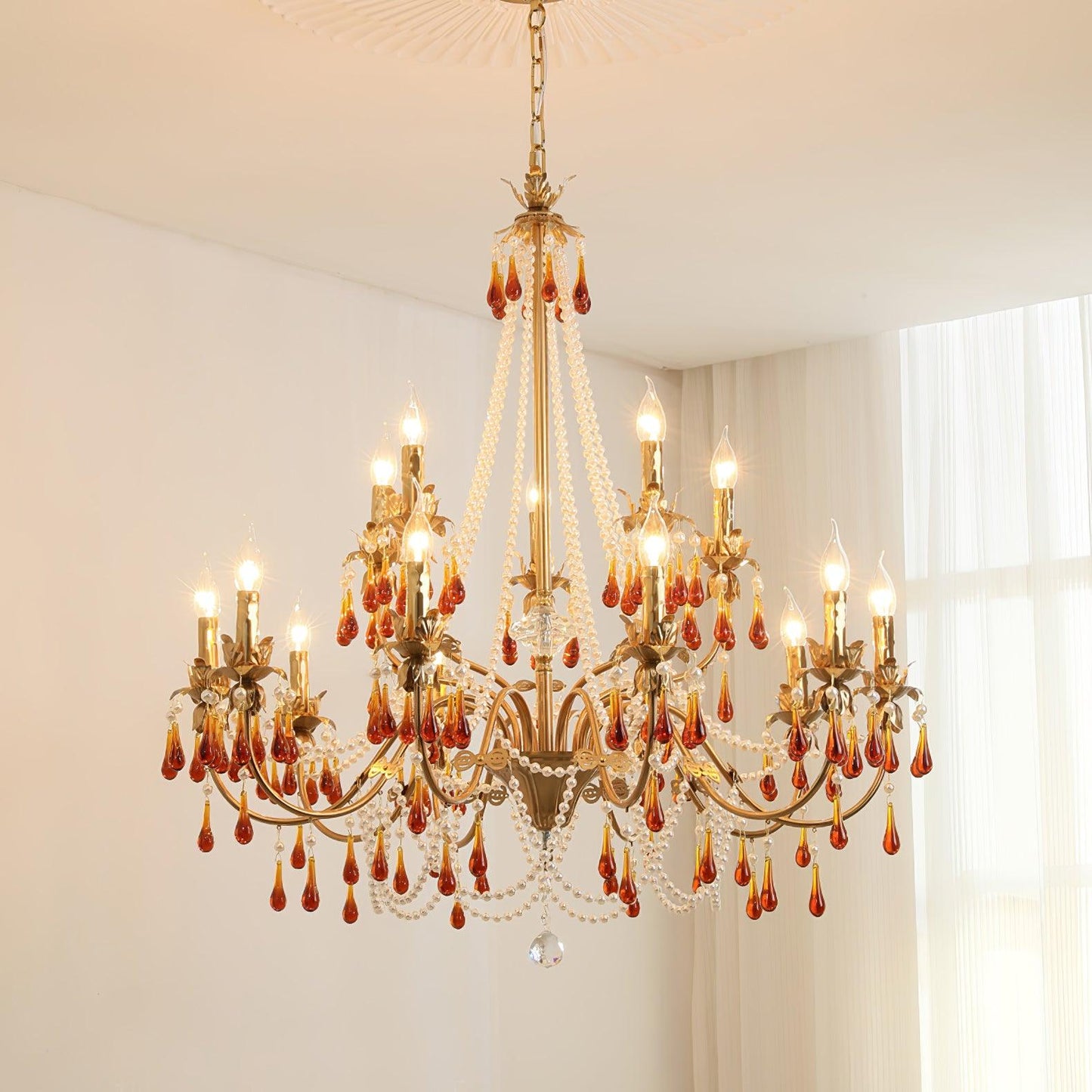 Aureate Amber Eclectic Crystal Chandelier