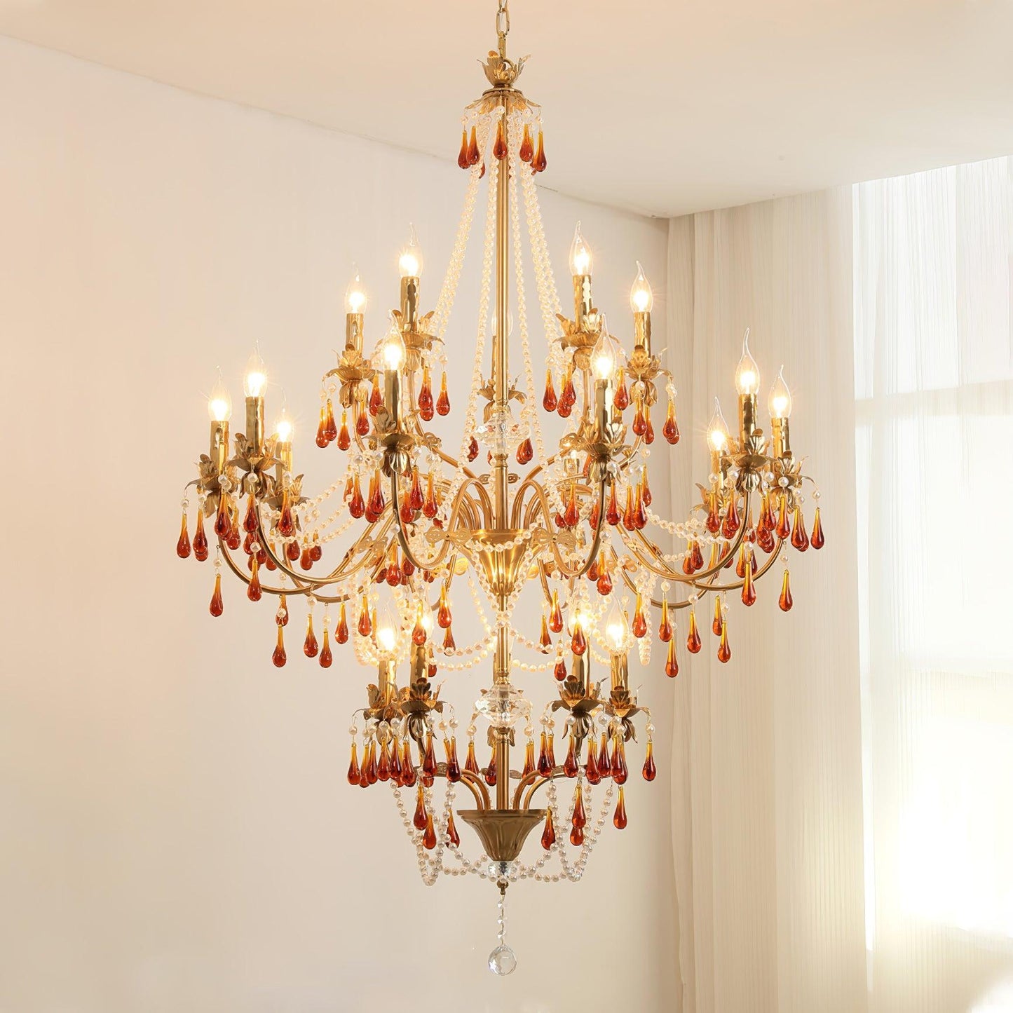 Aureate Amber Eclectic Crystal Chandelier