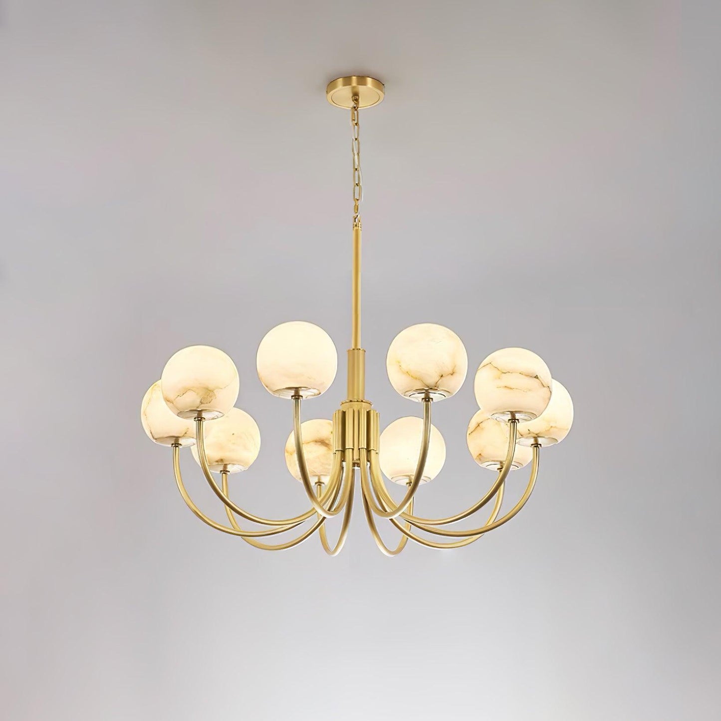 Aurelian Alabaster Globe Modern Brass Chandelier