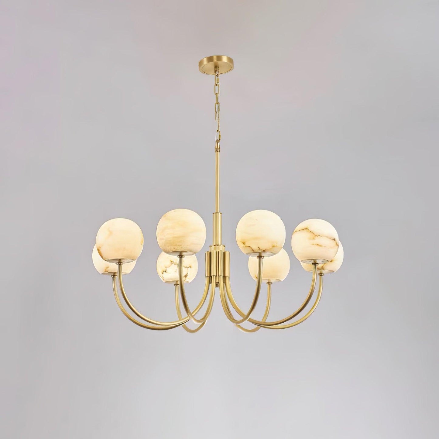 Aurelian Alabaster Globe Modern Brass Chandelier