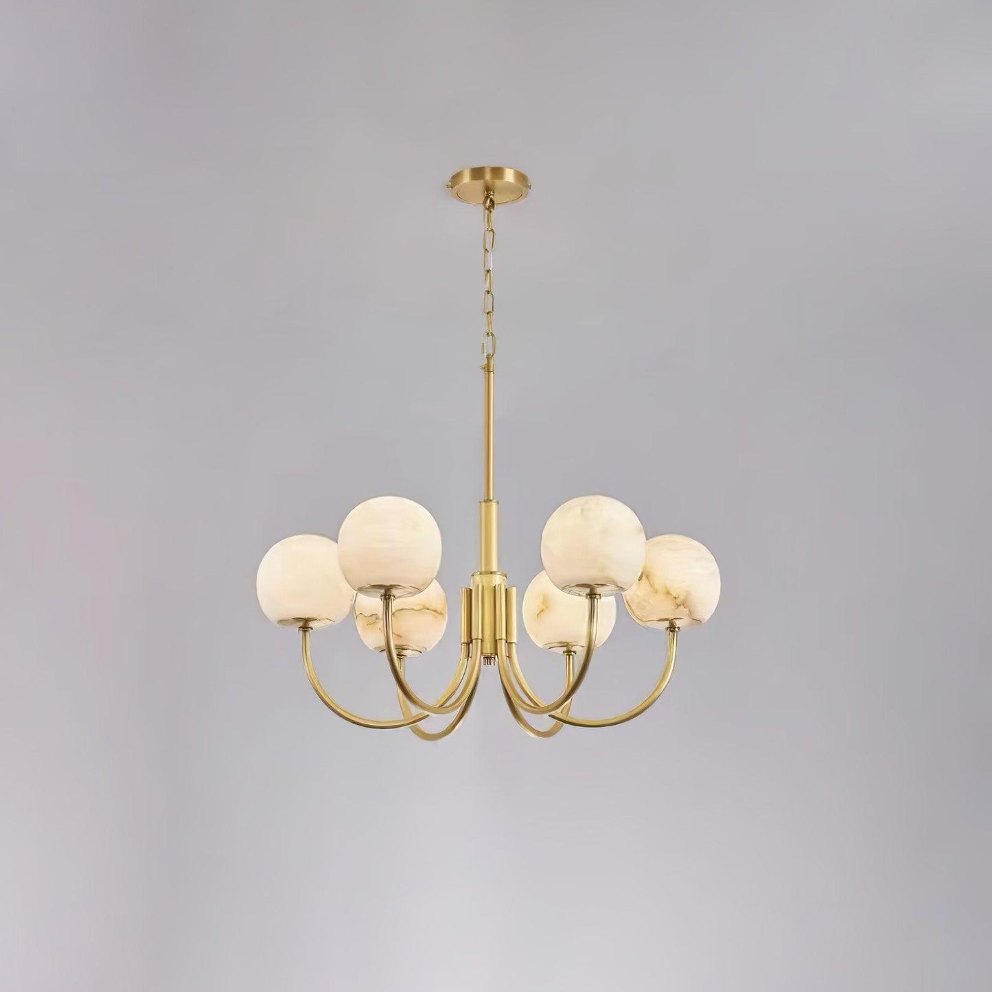 Aurelian Alabaster Globe Modern Brass Chandelier