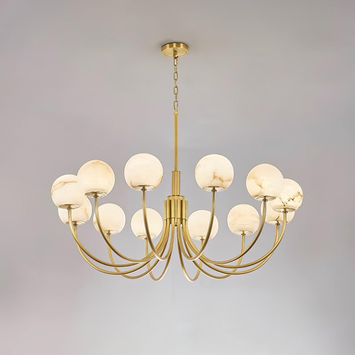 Aurelian Alabaster Globe Modern Brass Chandelier