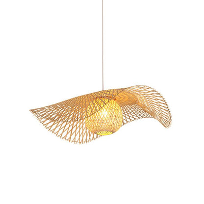 Bamboo Frame Rustic Metal Pendant Lamp