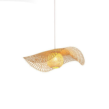 Bamboo Frame Rustic Metal Pendant Lamp