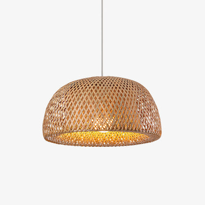 Bamboo Braided Eclectic Crystal Pendant Lamp