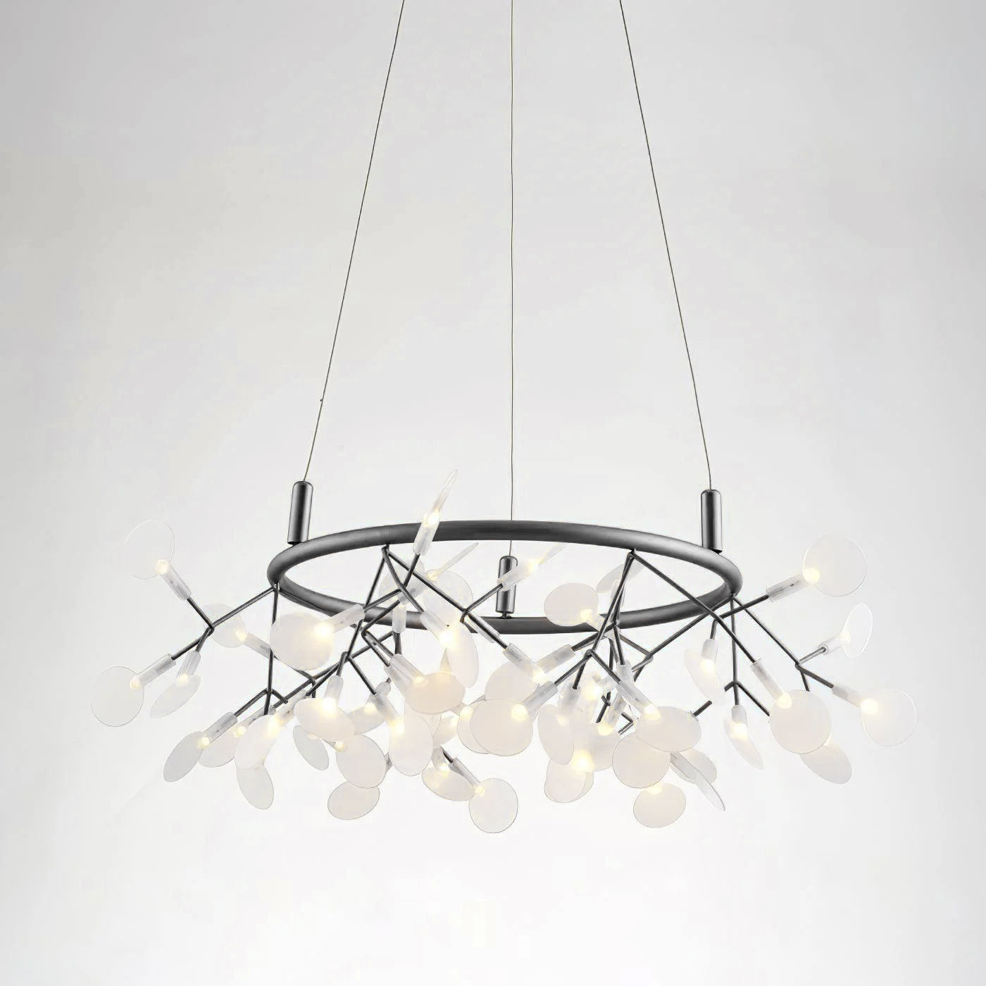 Black Big O Firefly LED Modern Metal Chandelier