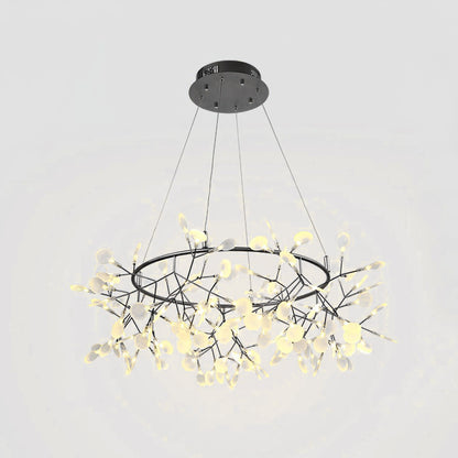 Black Big O Firefly LED Modern Metal Chandelier