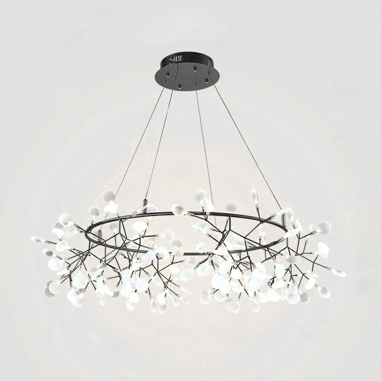 Black Big O Firefly LED Modern Metal Chandelier