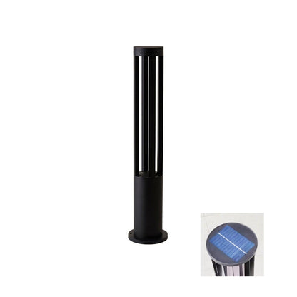 Black Cylindrical Solar Art Deco Material Outdoor Post Light