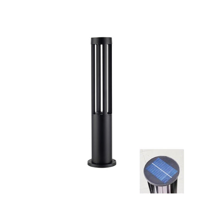 Black Cylindrical Solar Art Deco Material Outdoor Post Light