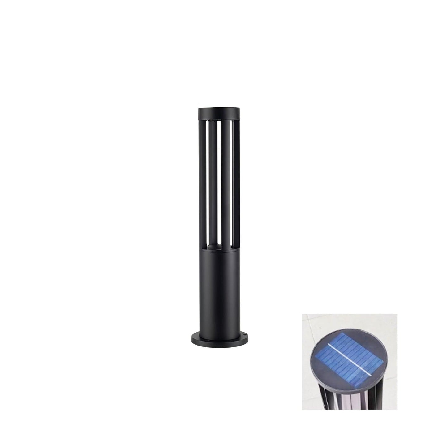 Black Cylindrical Solar Art Deco Material Outdoor Post Light