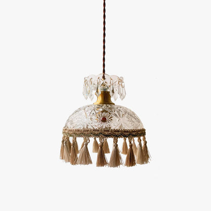 Bowl Tassel Eclectic Crystal Pendant Light