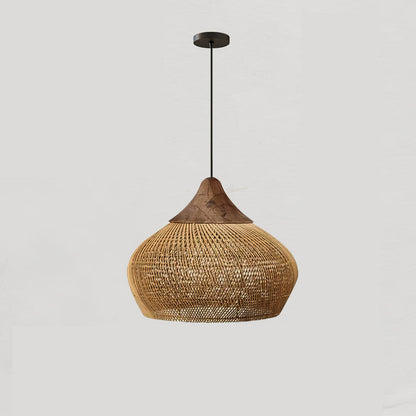 Braided Rattan Eclectic Metal Pendant Lamp