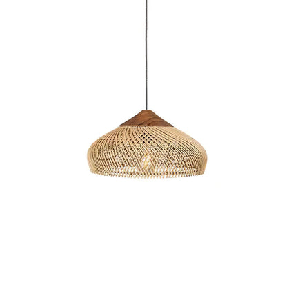 Braided Rattan Eclectic Metal Pendant Lamp