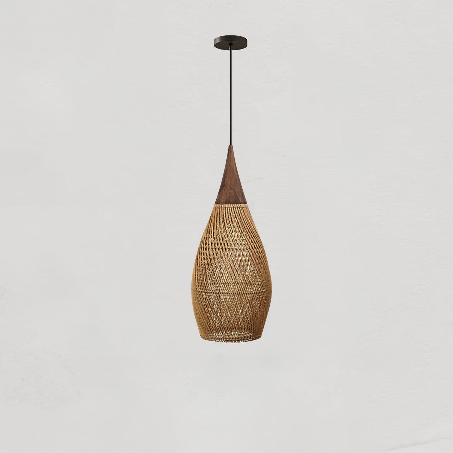 Braided Rattan Eclectic Metal Pendant Lamp