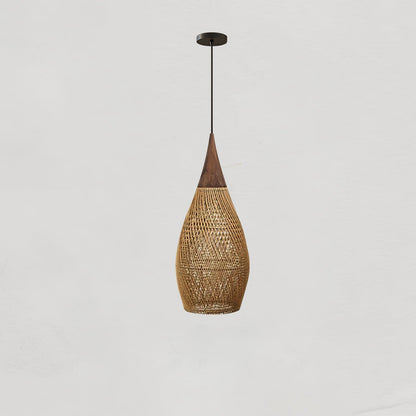 Braided Rattan Eclectic Metal Pendant Lamp