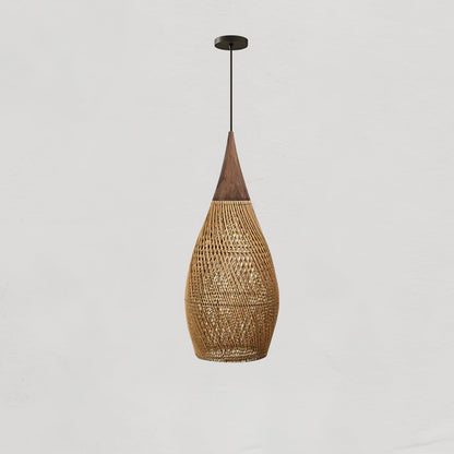 Braided Rattan Eclectic Metal Pendant Lamp