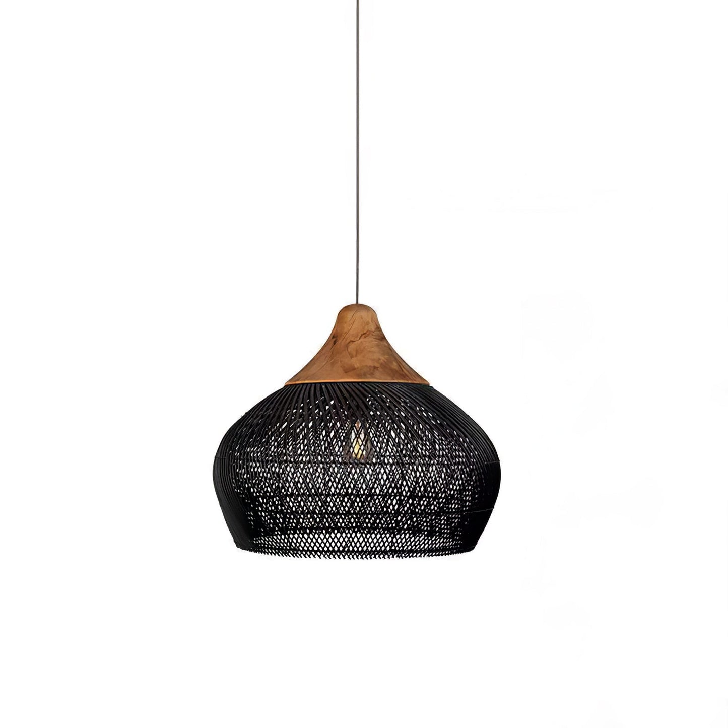 Braided Rattan Eclectic Metal Pendant Lamp