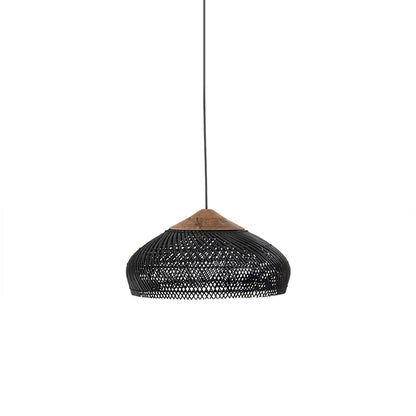 Braided Rattan Eclectic Metal Pendant Lamp