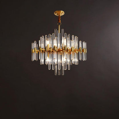 Vintage Antique Brass Modern Crystal Chandelier